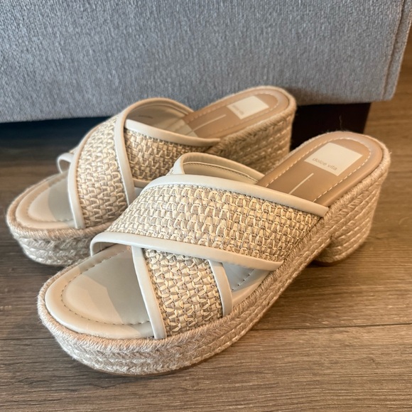Dolce Vita Shoes - Dolce Vita Eldora Crisscross Raffia Espadrille Platform Slide Sandals Size 9.5